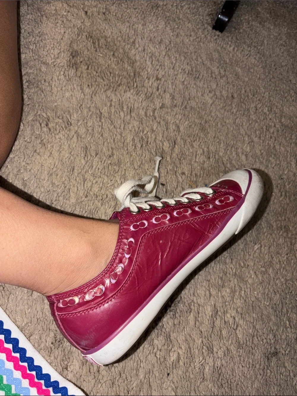 Coach Women's Magenta Leather Low-Top Sneakers